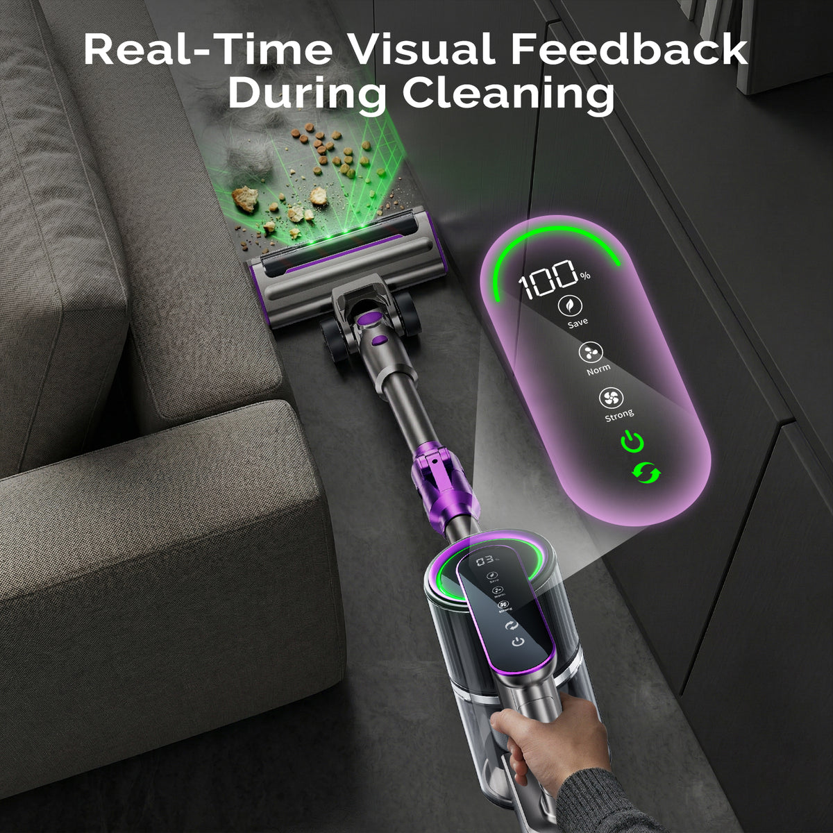 Zipappli Cordless Vacuum Cleaners for Home, 8-in-1 with Anti-Tangling Brush/LED Display, Self-Standing Lightweight for Pet Hair, Carpets & Hard Floors